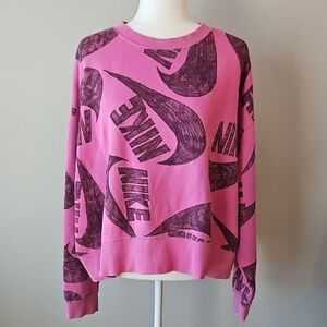 ​Nike Icon Clash Pink Scribble Swoosh Cropped Sweatshirt 2X